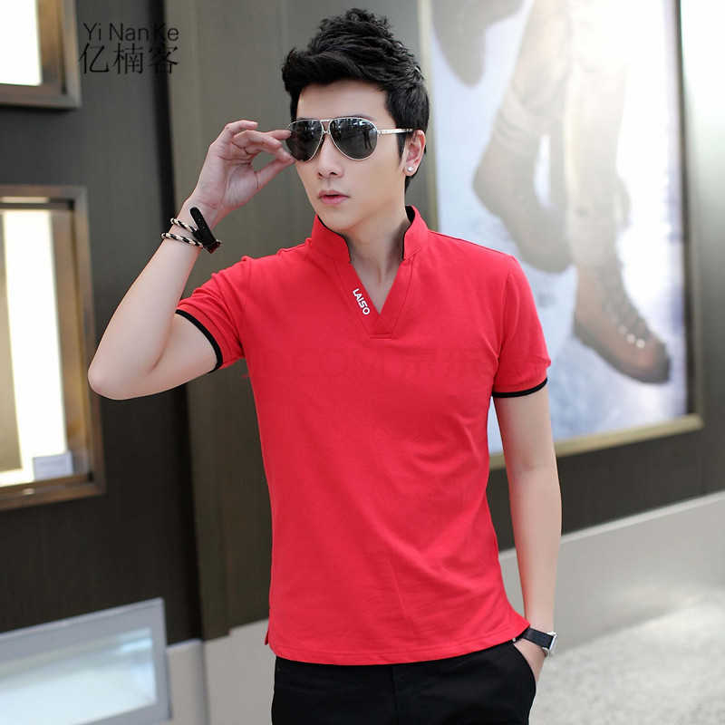 亿楠客 短袖t恤男夏季新款男士短袖t恤男韩版修身纯棉半袖t恤男 红色