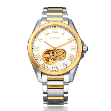 莱茵(rhine)蓝宝石钢带绝帅配色全自动机械男表 白金色 r89245m