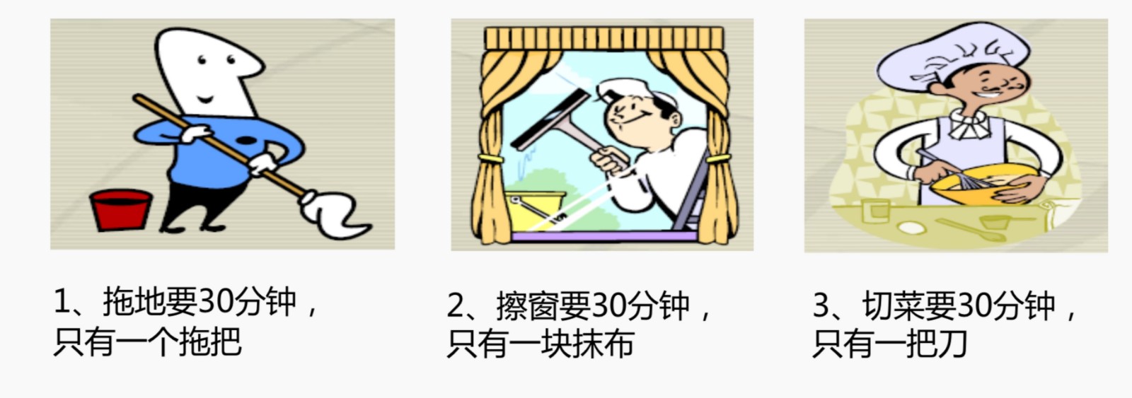 假如你是这个餐厅的老板,你只有两个员工,你会怎么安排这些工作?